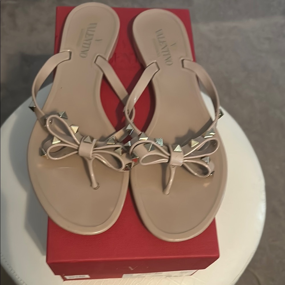 Valentino Nude Sandals with Decorative Bow